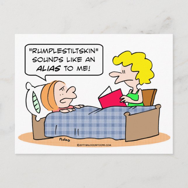Postal rumplestiltskin suena como alias kid bed (Anverso)