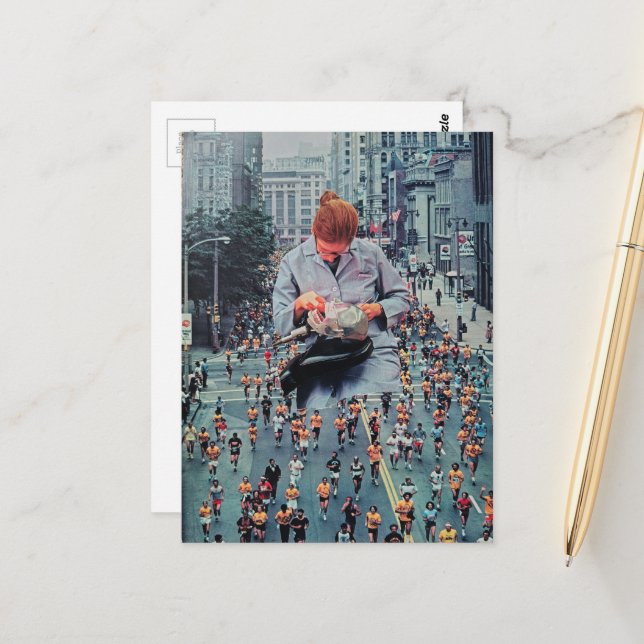 Postal Run! The Denist is Coming A Surreal Collage Retro  (Anverso/Reverso In Situ)