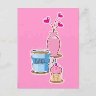 Postal Ruptura de café con flores de lata