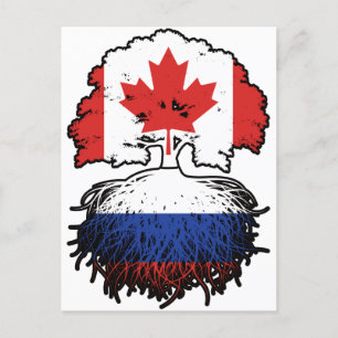 Postal Rusia Bandera de raíces rusas de árbol canadiense
