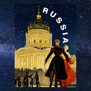 Postal Rusia Noche de Invierno Vintage Viaje
