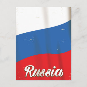 Postal Rusia Rusia poster de viaje con bandera nacional