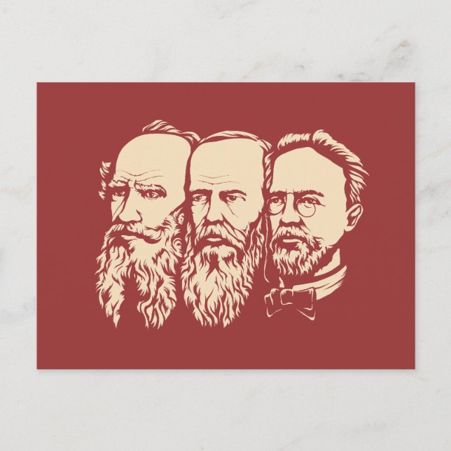 Postal Russian Troika: Tolstoy, Dostoevsky, Chekhov (Anverso)