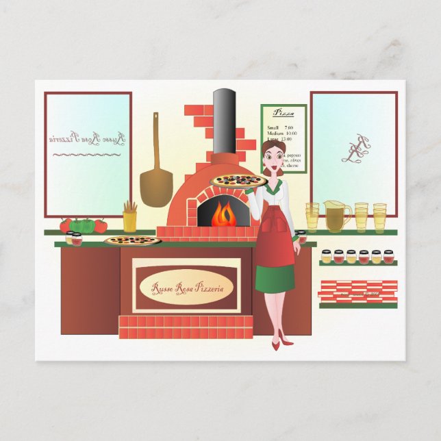 Postal Russo Rosa Pizzeria (Anverso)