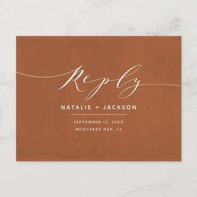 Postal Rust + blanca y elegante respuesta de boda (Anverso)