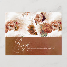 Postal Rust Terracotta Floral Pampas Boda de Grass RSVP