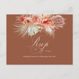 Postal Rust Terracotta Floral Pampas Boda Grass RSVP P
