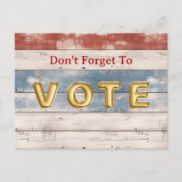 Postal Rustic Americana Wood Plank Vote Reminder