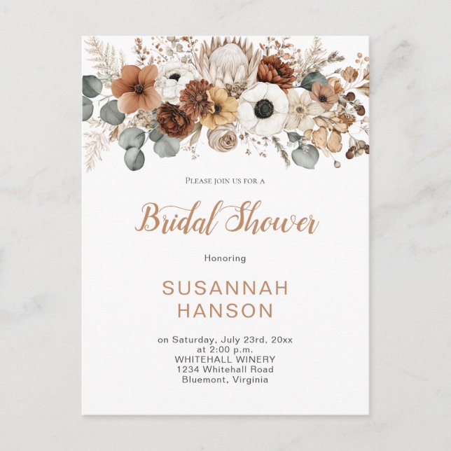 Postal Rustic Autumn Flowers | Bridal Shower (Anverso)