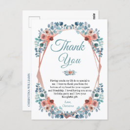 Postal Rustic Blue Floral 50th Birthday Gracias