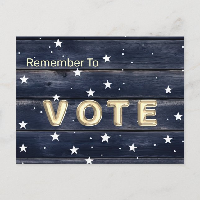 Postal Rustic Blue Wood Stars  Vote (Anverso)