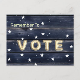 Postal Rustic Blue Wood Stars Vote