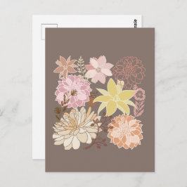 Postal Rustic Boho Asphalt Floral Pattern