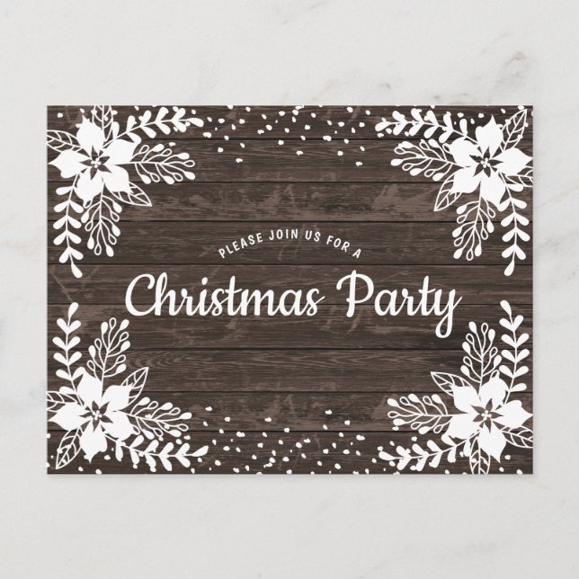 Postal Rustic Country Floral Christmas Party Invitation (Anverso)