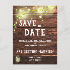Postal Rustic Country Mason String Lights Guarda La Fecha