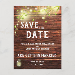 Postal Rustic Country Mason String Lights Guarda La Fecha