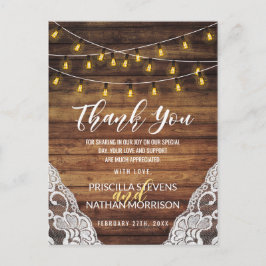 Postal Rustic Country String Lights Wood Lace Gracias