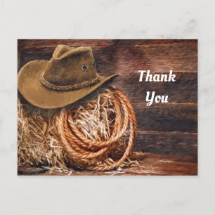 Postal Rustic Cowboy Gorra Rope Hay Photo