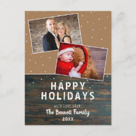 Postal Rustic Dark Wood Snow Holiday 2 Photo