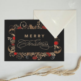 Postal Rustic & Elegant Black Merry Christmas Calligraphy