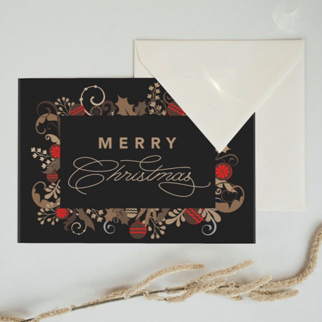 Postal Rustic & Elegant Black Merry Christmas Calligraphy (Subido por el creador)