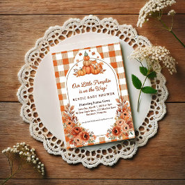 Postal Rustic Fall Pumpkin Fox Baby Shower Invitation