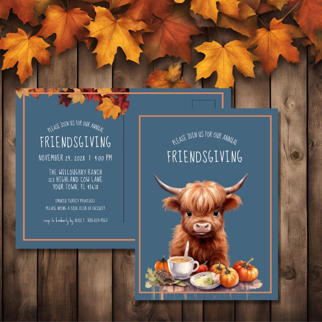 Postal Rustic Highland Amistad con las vacas invitan a po (Subido por el creador)