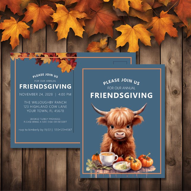 Postal Rustic Highland Amistad con las vacas invitan a po (Subido por el creador)