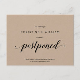 Postal Rustic Kraft,, Anuncio de boda pospuesta
