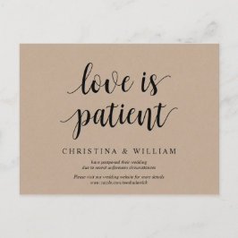 Postal Rustic Kraft, el amor es paciente, el boda pospues