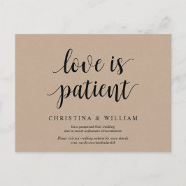 Postal Rustic Kraft, el amor es paciente, el matrimonio p