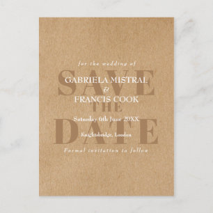 Postal Rustic Kraft Moderno Elegante Chic Salva la Fecha