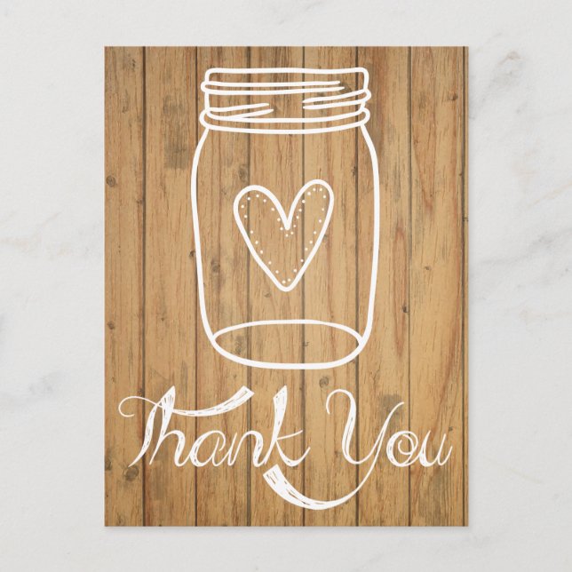 Postal Rustic Mason Jar Brown Wood (Anverso)