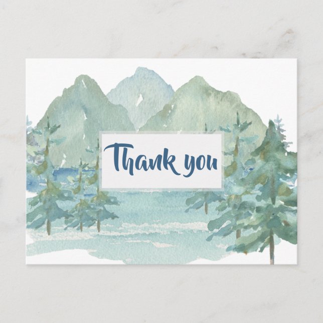 Postal Rustic Mountains Adventure Baby Shower Gracias (Anverso)