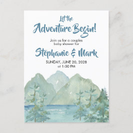 Postal Rustic Mountains Watercolor Adventure Baby Shower