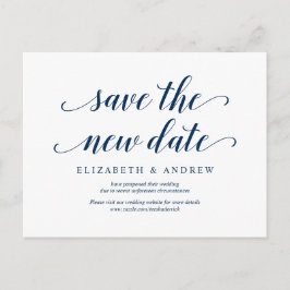 Postal Rustic, salva la nueva fecha, azul marino, pospues