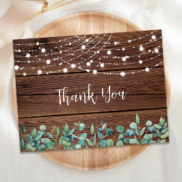 Postal Rustic String Lights Eucalyptus Boda Gracias