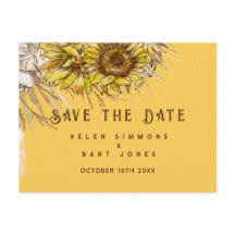 Rustic Sunflower Mustard Square Save the Date