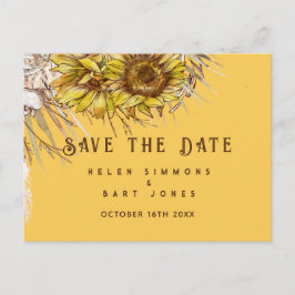 Postal Rustic Sunflower Mustard Square Save the Date