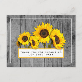 Postal Rustic Sunflower Wood Baby Shower Gracias