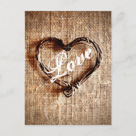 Postal Rustic Twine Heart Burlap Imprimir amor