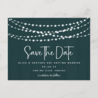 Rustic Verde azulado Wood String Lights Save the D