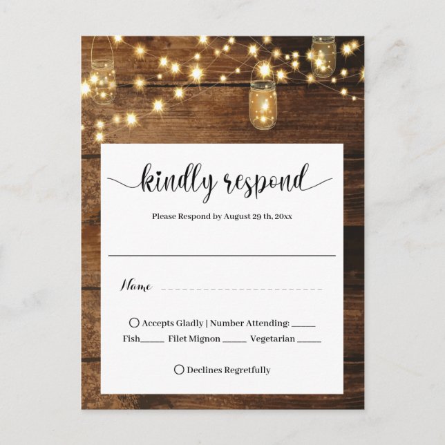 Postal  Rustic Wedding RSVP  (Anverso)