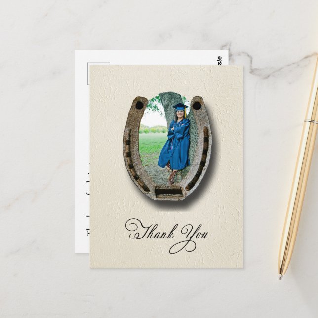 Postal Rustic Western Graduation Thank You postcard (Anverso/Reverso In Situ)