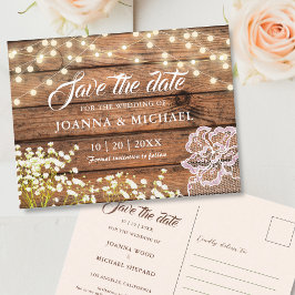 Postal Rustic Wood Barn String Lights Save the Date