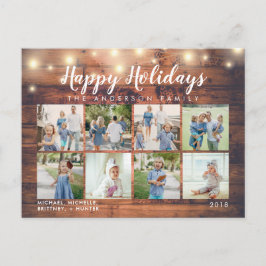 Postal Rustic Wood String Lights Photo Holiday