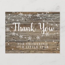 Postal Rustic Wood String Stars Baby Shower Gracias