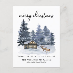 Postal Rustic Woodlands Feliz Navidad
