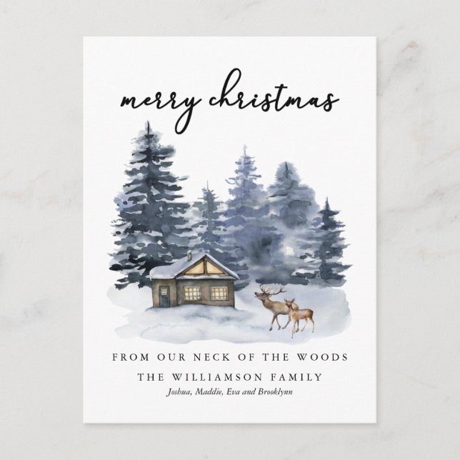 Postal Rustic Woodlands Feliz Navidad (Anverso)
