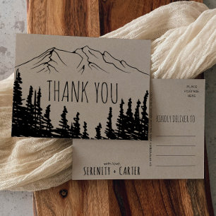 Postal Rustic Woodsy Mountain Gracias